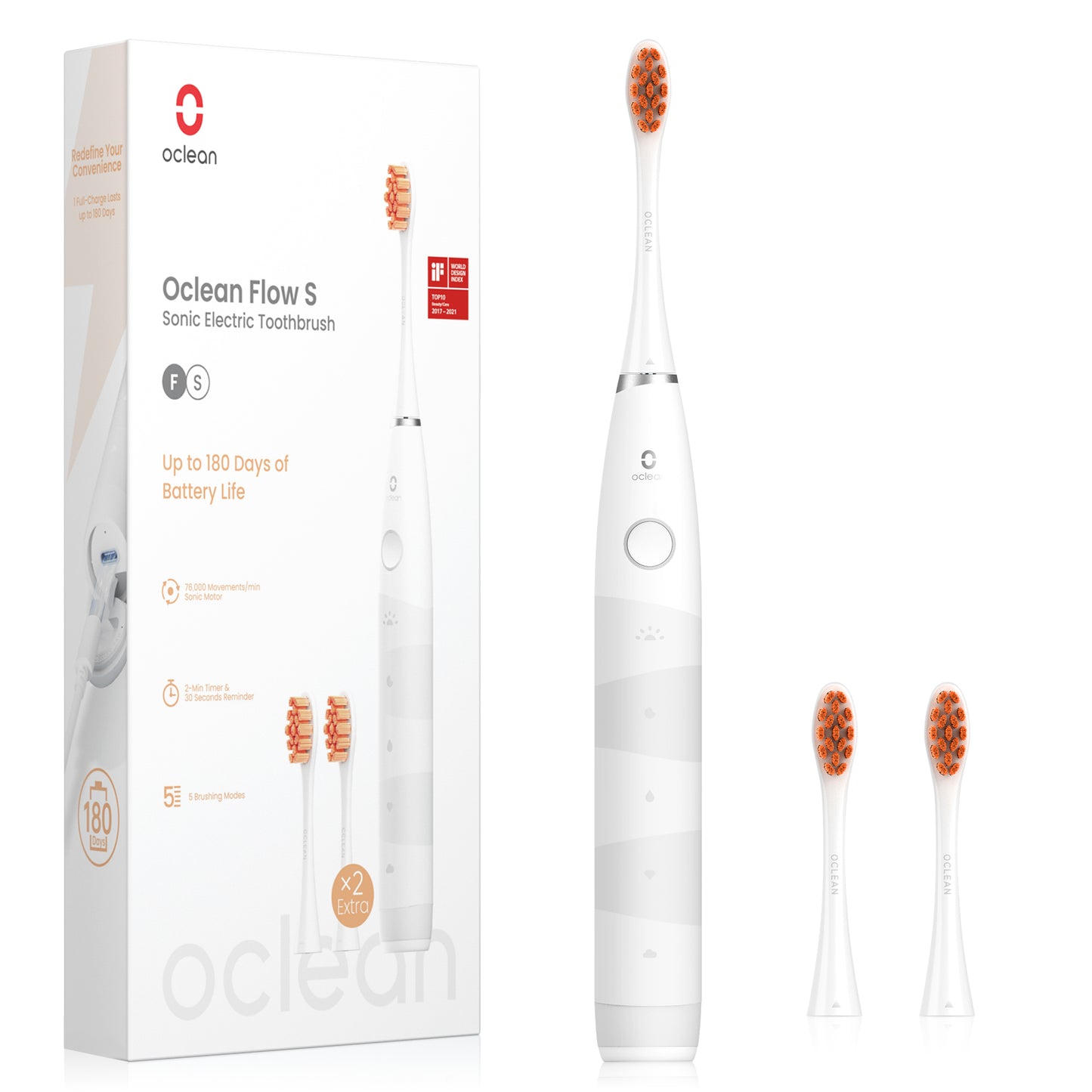 Escova de dentes eléctrica sónica Oclean Flow - Escovas de dentes - Oclean Global Store