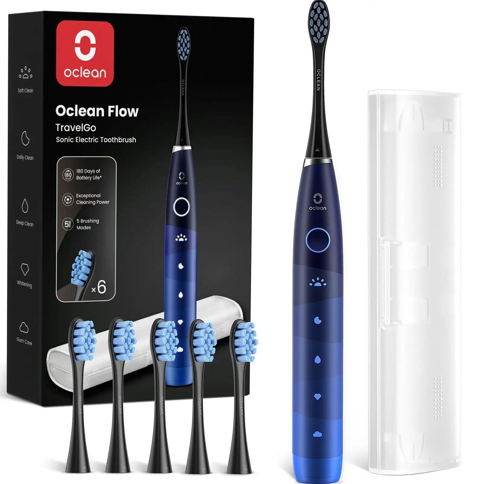 Escova de dentes eléctrica sónica Oclean Flow TravelGo Set - Azul com caixa